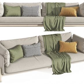 现代三人沙发，休闲沙发，多人沙发，接待沙发，客厅沙发，抱枕，毯子，靠包