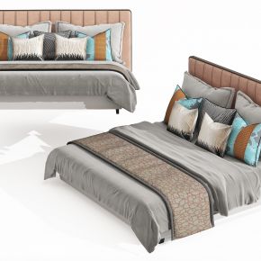 新中式双人床，主卧床，床品，床上摆件，抱枕，被子，床，现代双人床，现代床