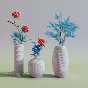 现代白瓷蜂窝花瓶玫瑰
