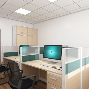 现代办公室，办公室，条形屏风，条形工位，屏风，工位，办公椅，办公桌，摆件
