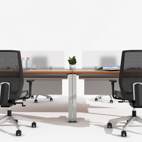 现代办公桌，办公椅，条桌，会议椅，摆件，书，桌上屏，工位，员工位，职员桌