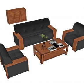 新中式沙发茶几组合，办公沙发，单人沙发，三人沙发，茶水柜，茶几，办公沙发，洽谈沙发