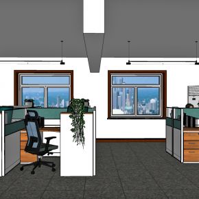现代办公室，工作区，办公区，职员桌，办公桌，办公椅，屏风工位，工位，屏风，L型屏风，衣柜，饰品，摆件
