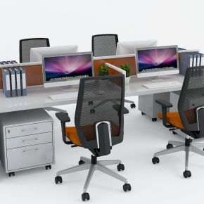 现代办公桌椅，员工位，职员桌，职员椅，工位，条形桌，办公椅，工作位