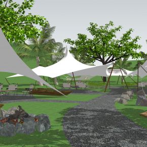 现代露营公园景观帐篷