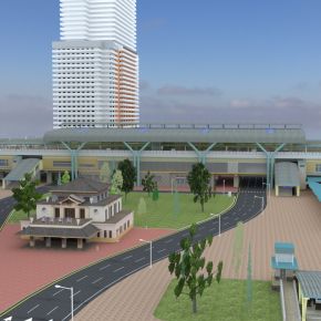 高架桥城市轻轨火车站