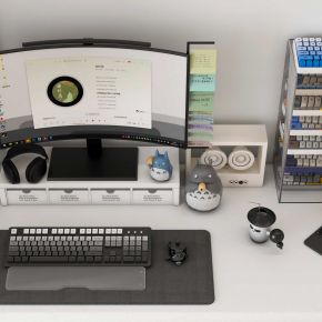 现代桌搭电脑键盘办公用品