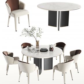 现代圆形餐桌椅组合，圆形餐桌，单椅，餐椅，布艺餐椅，餐椅，洽谈桌，洽谈椅