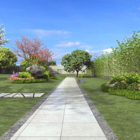 公园小景 植物景观 全模型渲染 三维动画