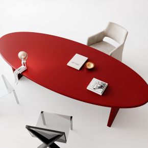 现代椭圆形书桌椅
