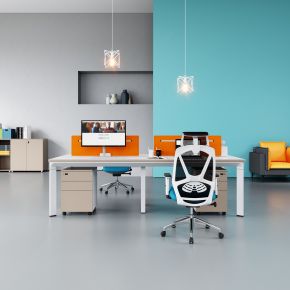现代办公桌及办公椅组合