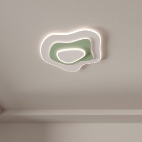 卧室灯 简约 现代创意 奶油风 绿色新款极简儿童房吸顶灯3d模型组合