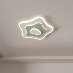 卧室灯 简约 现代创意 奶油风 绿色新款极简儿童房吸顶灯3d模型组合