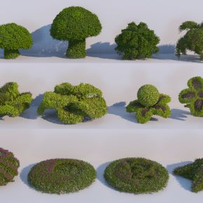 现代造型灌木3D模型