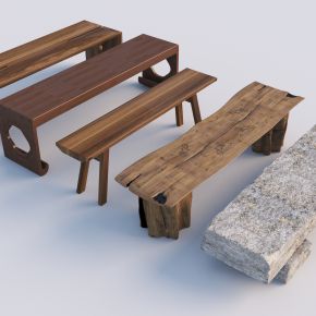 新中式长凳_实木凳_石头凳