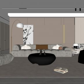  现代客厅 无主灯客厅 沙发组合 茶几组合 饰品摆件