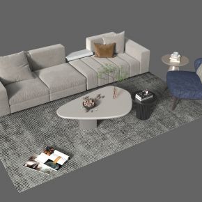 现代沙发茶几组合 3d模型下载