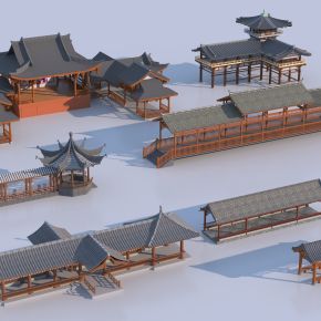 中式长廊3D模型