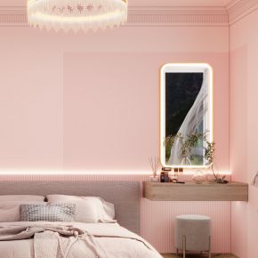粉色系奶油风简法卧室