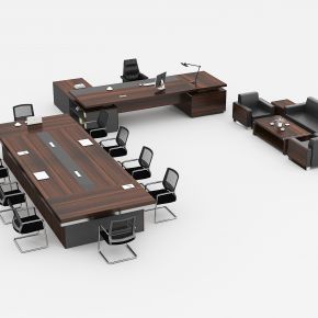 现代实木办公家具组合，会议桌椅组合，沙发茶几组合，老总办公桌椅组合