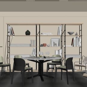 现代餐厅 餐桌椅 橱柜 吊灯