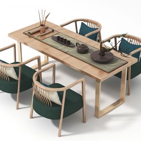 新中式茶桌椅组合，休闲椅，茶具