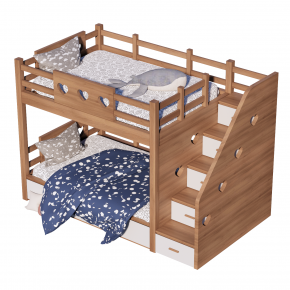 北欧儿童床上下铺高低床双层床毛绒玩具