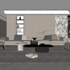 现代客厅 奶油风客厅 无主灯客厅 沙发组合 茶几组合 饰品摆件