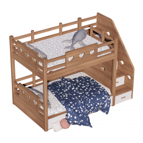 北欧儿童床上下铺高低床双层床毛绒玩具