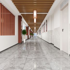 现代学校走廊过道