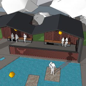 红砖小屋水景SU模型