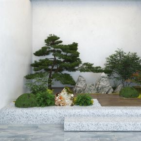 新中式禅意庭院小品3D模型