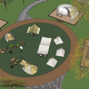 现代星空帐篷露营公园 现代户外森林帐篷野餐 现代烧烤野餐营地