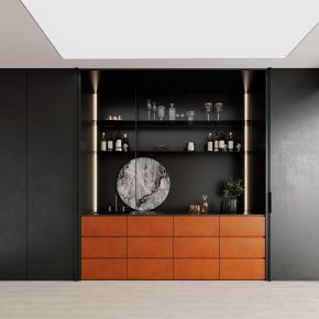 组合柜，餐边柜，酒柜，现代，储藏柜，橘色，黑色，高级灰，墙柜