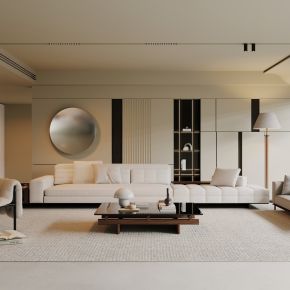 侘寂，现代，客厅，沙发组合