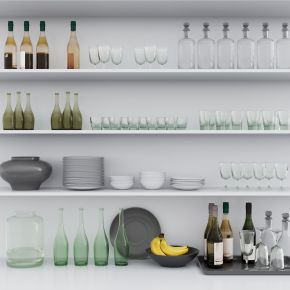 现代厨房用品 厨房用品组合 厨房摆件 厨房器具 酒水酒瓶