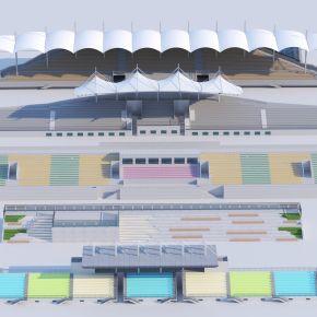 现代操场看台 球场看台 台阶看台3D模型