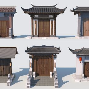 中式别墅庭院门头3D模型