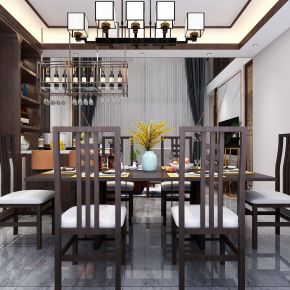 新中式别墅客餐厅
