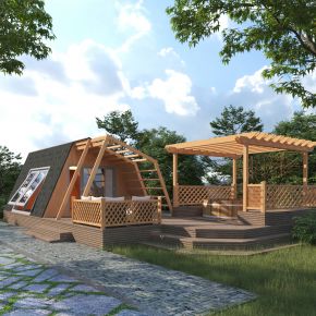 现代小木屋 生态建筑3D模型