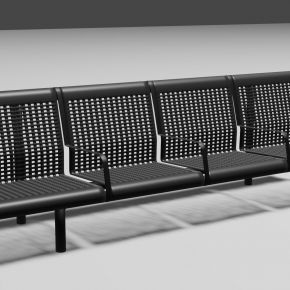 现代黑色排椅3D模型
