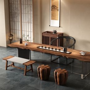 新中式实木茶桌椅组合 