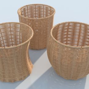 现代竹编篮子组合3D模型