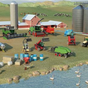 农用车 农用机械设备 收割机 拖拉机 粮仓 稻草堆