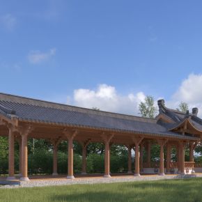 中式景观廊架 亭子3D模型