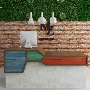 现代服务台 植物墙
