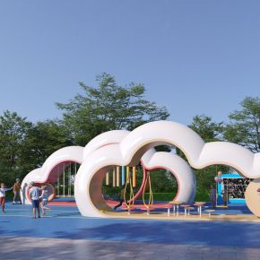 现代云朵主题儿童游乐区3D模型