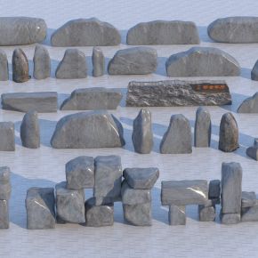 现代景观石_刻字石_石头_入口景石合集3D模型