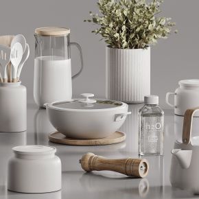 现代餐具装饰品 摆件 花瓶 插画 花瓶 餐具 茶壶 玻璃杯