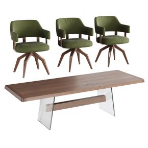 Natuzzi 现代方形餐桌布艺椅